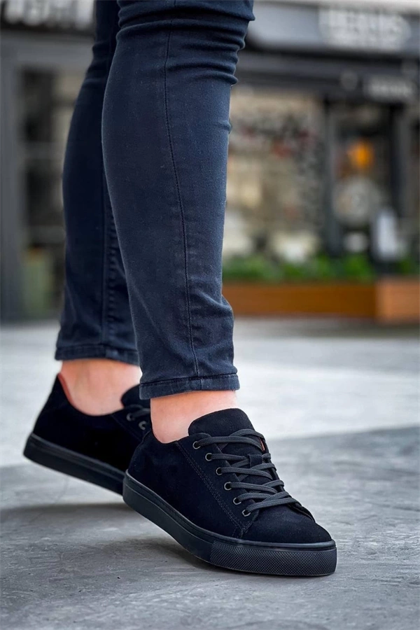 Kb-122   Kuback Siyah Süet Siyah Yüksek Taban Bağcıklı Günlük Erkek Ayakkabı