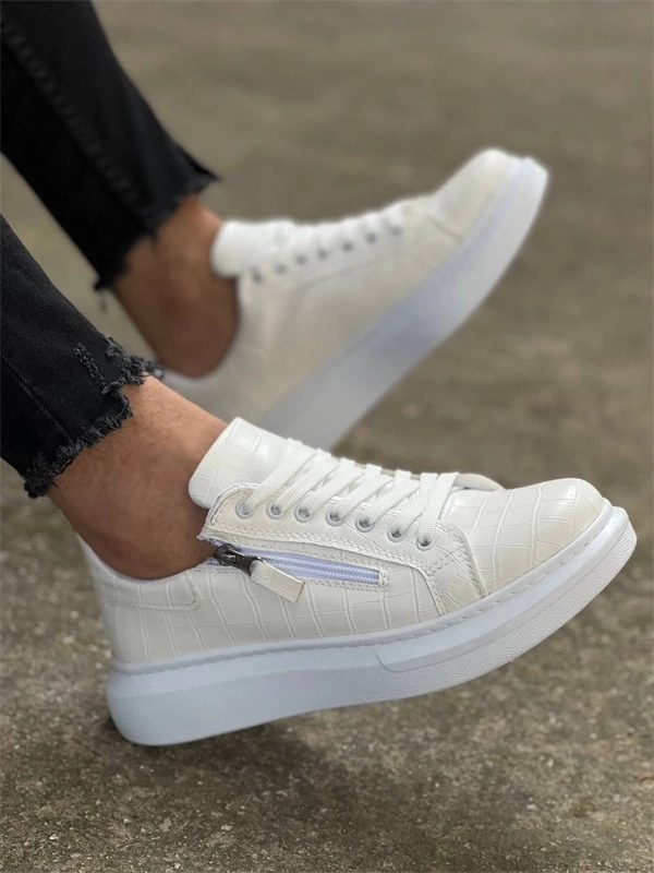 Kb-309  Kuback Beyaz Fermuar Ve Bağcıklı  Günlük Erkek  Ayakkabı