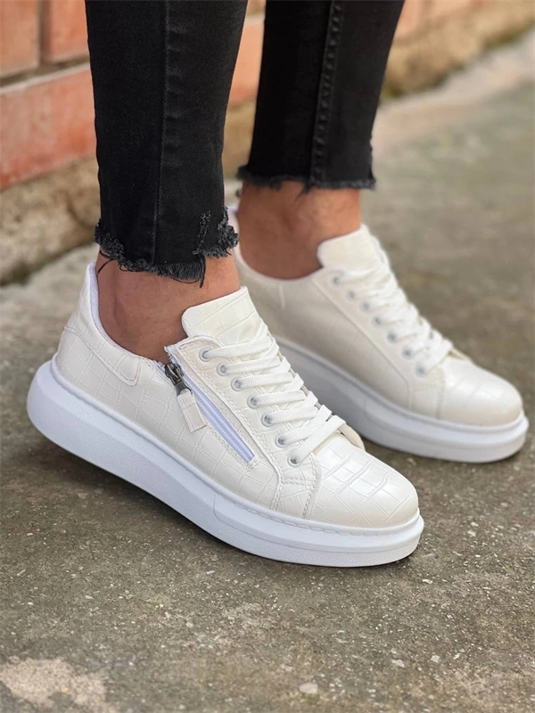 Kb-309  Kuback Beyaz Fermuar Ve Bağcıklı  Günlük Erkek  Ayakkabı