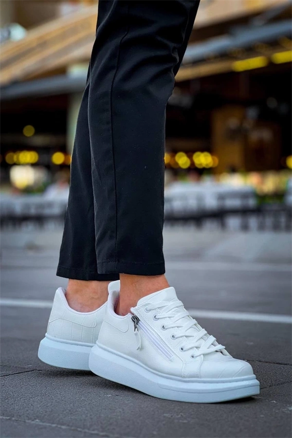 Kb-309  Kuback Beyaz Fermuar Ve Bağcıklı  Günlük Erkek  Ayakkabı