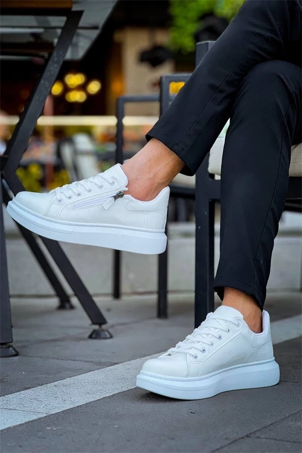 Kb-309  Kuback Beyaz Fermuar Ve Bağcıklı  Günlük Erkek  Ayakkabı