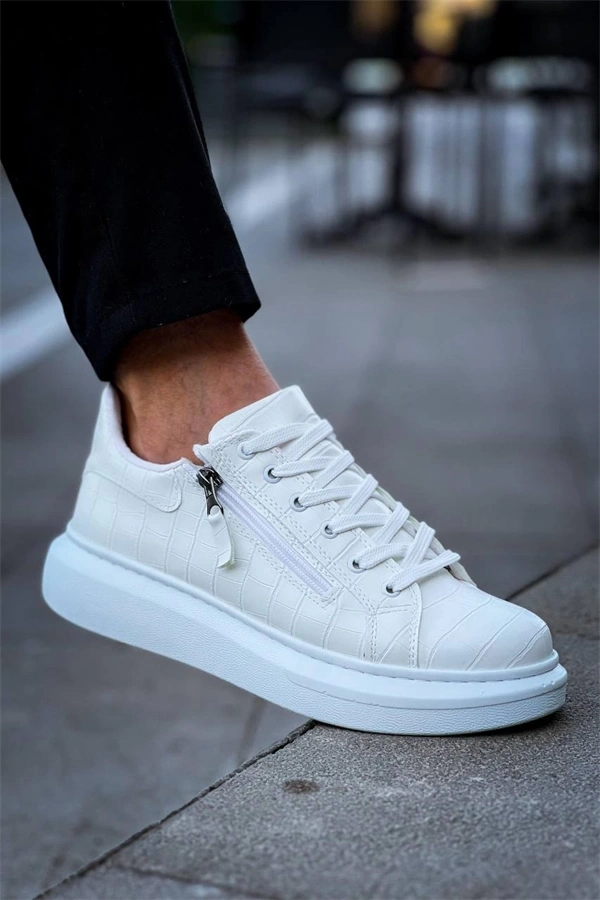 Kb-309  Kuback Beyaz Fermuar Ve Bağcıklı  Günlük Erkek  Ayakkabı