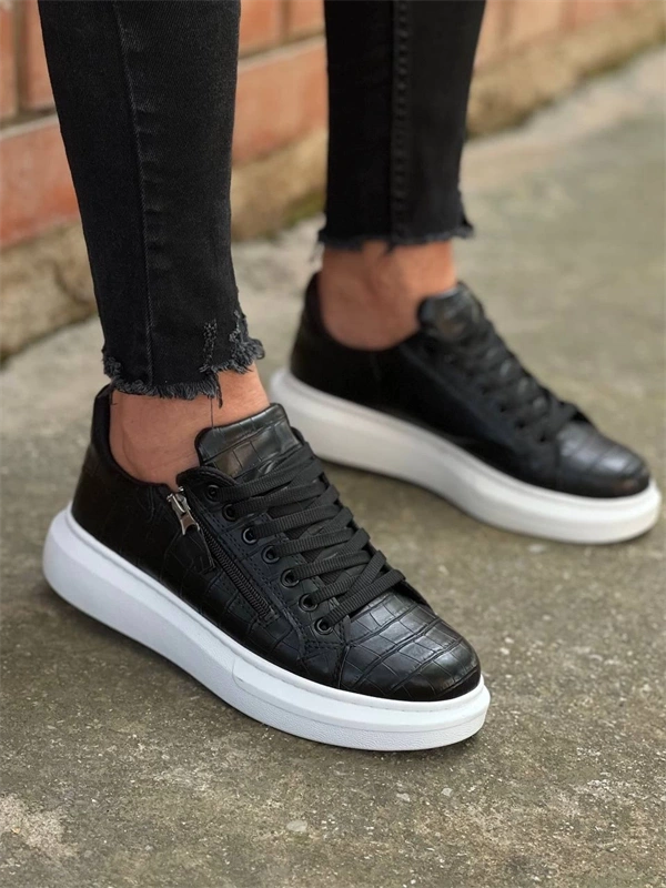 Kb-309  Kuback  Siyah Fermuar Ve Bağcıklı  Günlük Erkek  Ayakkabı