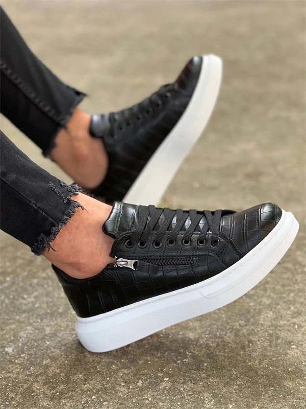 Kb-309  Kuback  Siyah Fermuar Ve Bağcıklı  Günlük Erkek  Ayakkabı