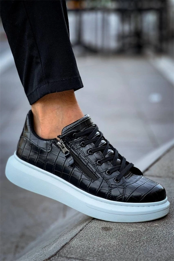 Kb-309  Kuback  Siyah Fermuar Ve Bağcıklı  Günlük Erkek  Ayakkabı