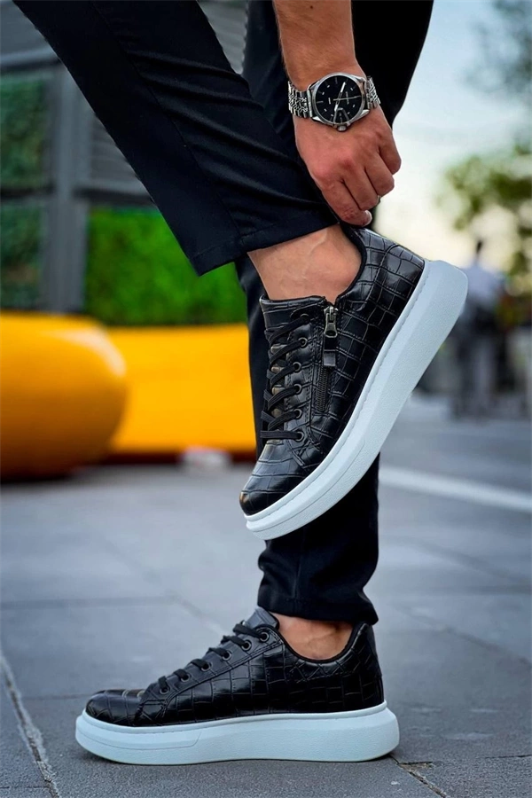 Kb-309  Kuback  Siyah Fermuar Ve Bağcıklı  Günlük Erkek  Ayakkabı