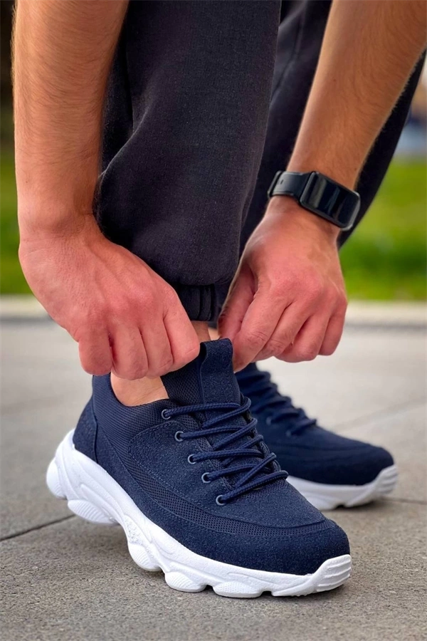 Kb-707  Kuback Lacivert Süet Yüksek Taban Bağcıklı Günlük Erkek Ayakkabı