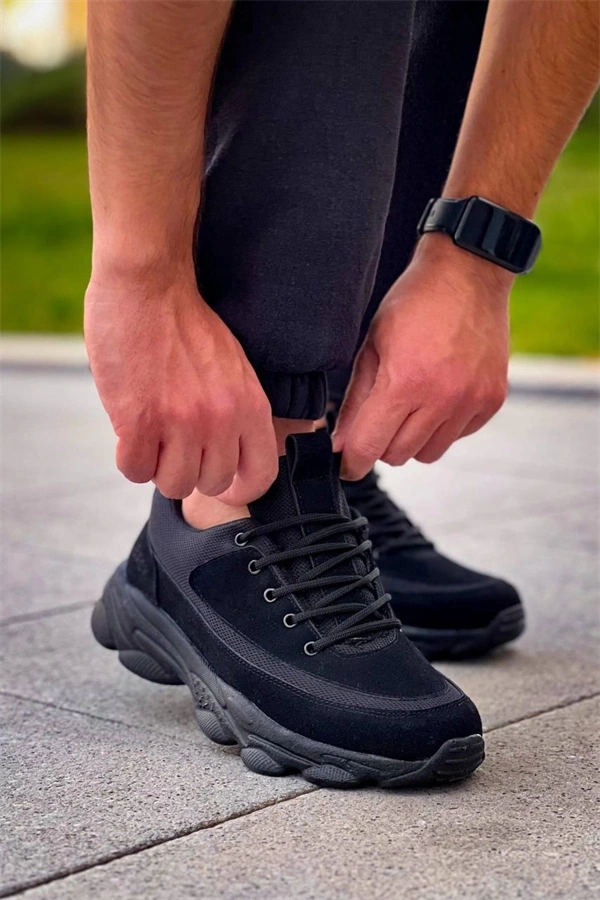 Kb-707  Kuback  Siyah Süet Siyah Yüksek Taban Bağcıklı Günlük Erkek Ayakkabı