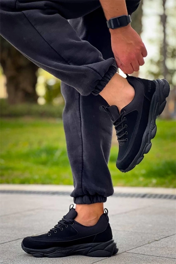 Kb-707  Kuback  Siyah Süet Siyah Yüksek Taban Bağcıklı Günlük Erkek Ayakkabı