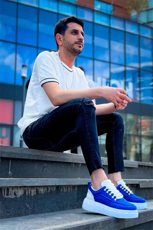 KB-X10 Kuback Sax Süet Beyaz Yüksek Taban Günlük Spor Ayakkabı