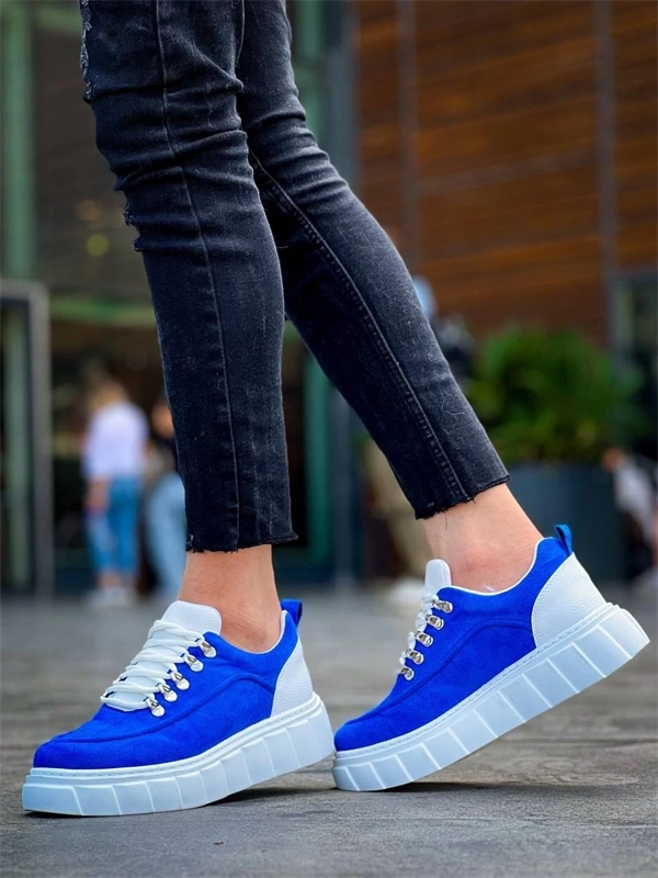 KB-X10 Kuback Sax Süet Beyaz Yüksek Taban Günlük Spor Ayakkabı