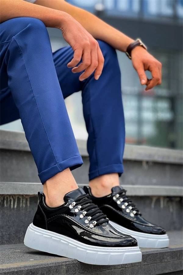 KB-X10 Kuback Siyah Rugan Beyaz Yüksek Taban Günlük Spor Ayakkabı