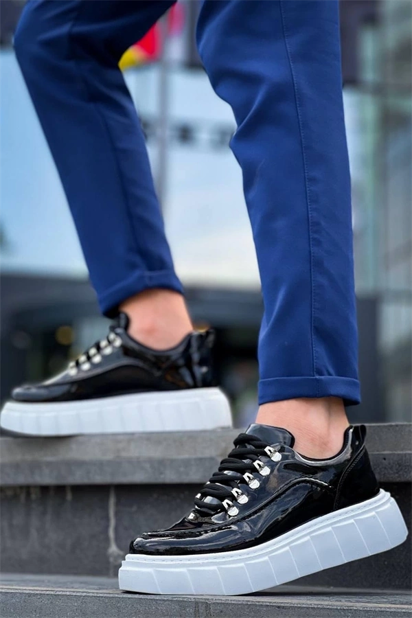 KB-X10 Kuback Siyah Rugan Beyaz Yüksek Taban Günlük Spor Ayakkabı