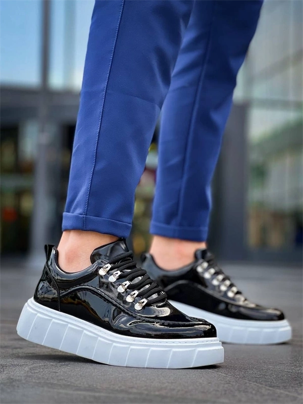 KB-X10 Kuback Siyah Rugan Beyaz Yüksek Taban Günlük Spor Ayakkabı