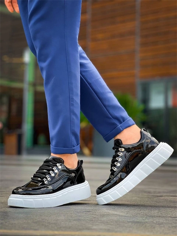 KB-X10 Kuback Siyah Rugan Beyaz Yüksek Taban Günlük Spor Ayakkabı