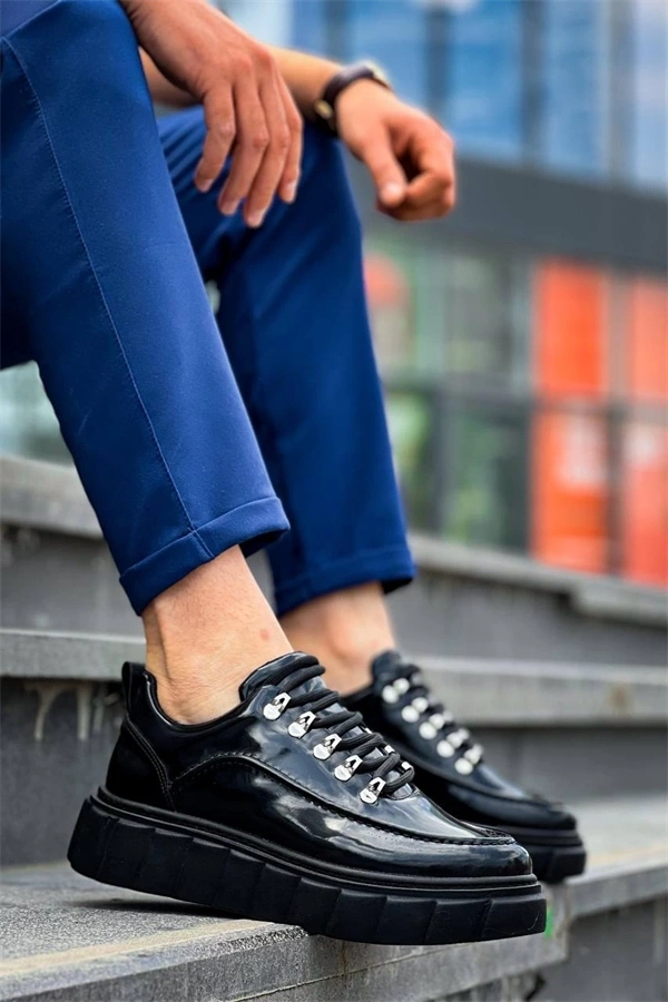 KB-X10 Kuback Siyah Rugan Siyah Yüksek Taban Günlük Spor Ayakkabı