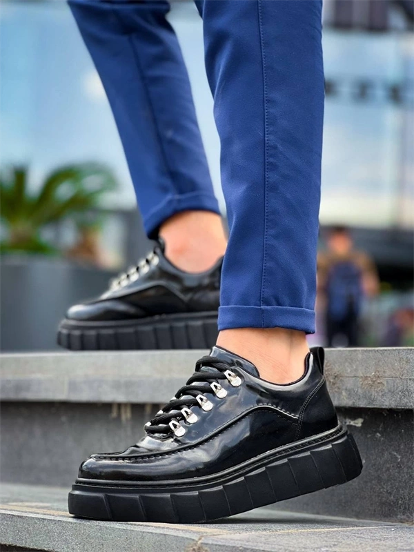 KB-X10 Kuback Siyah Rugan Siyah Yüksek Taban Günlük Spor Ayakkabı