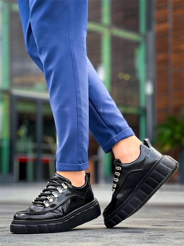 KB-X10 Kuback Siyah Rugan Siyah Yüksek Taban Günlük Spor Ayakkabı