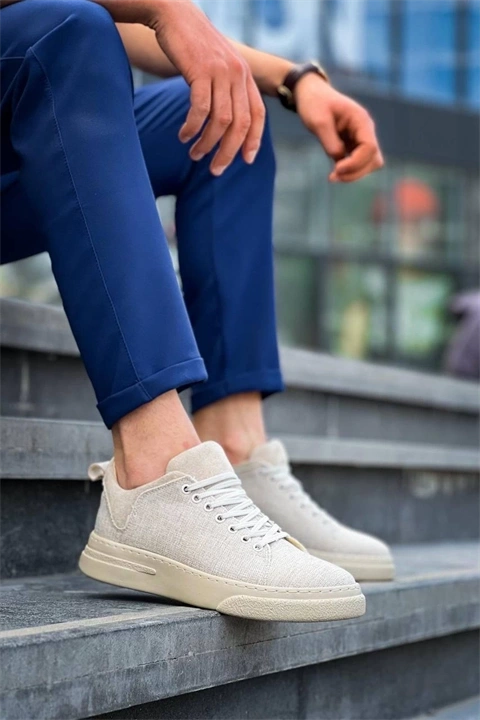 KB-X204 Kuback Bej Keten Bej Yüksek Taban Günlük Erkek Spor Ayakkabı