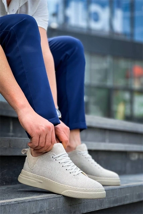 KB-X204 Kuback Bej Keten Bej Yüksek Taban Günlük Erkek Spor Ayakkabı