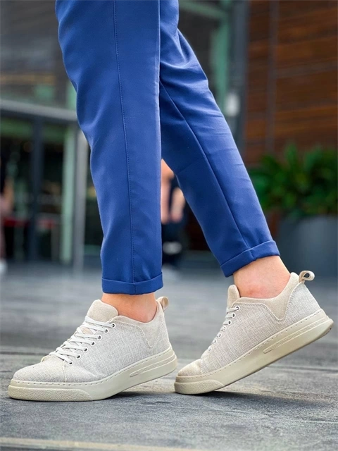 KB-X204 Kuback Bej Keten Bej Yüksek Taban Günlük Erkek Spor Ayakkabı