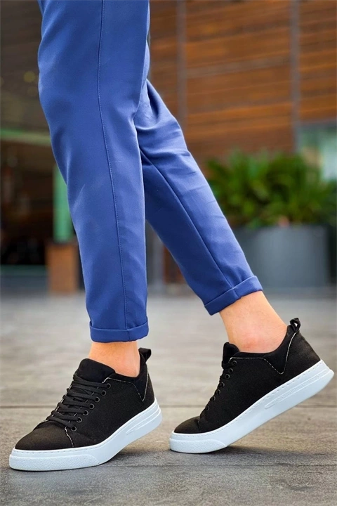 KB-X204 Kuback Siyah Keten Beyaz Yüksek Taban Günlük Erkek Spor Ayakkabı