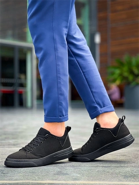 KB-X204 Kuback Siyah Keten Siyah Yüksek Taban Günlük Erkek Spor Ayakkabı