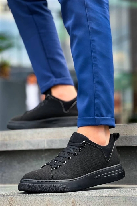 KB-X204 Kuback Siyah Keten Siyah Yüksek Taban Günlük Erkek Spor Ayakkabı