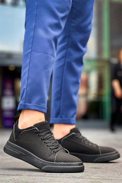 KB-X204 Kuback Siyah Keten Siyah Yüksek Taban Günlük Erkek Spor Ayakkabı