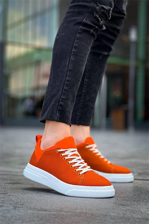 KB-X204 Kuback Turuncu Keten Beyaz Yüksek Taban Günlük Erkek Spor Ayakkabı