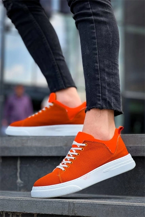 KB-X204 Kuback Turuncu Keten Beyaz Yüksek Taban Günlük Erkek Spor Ayakkabı