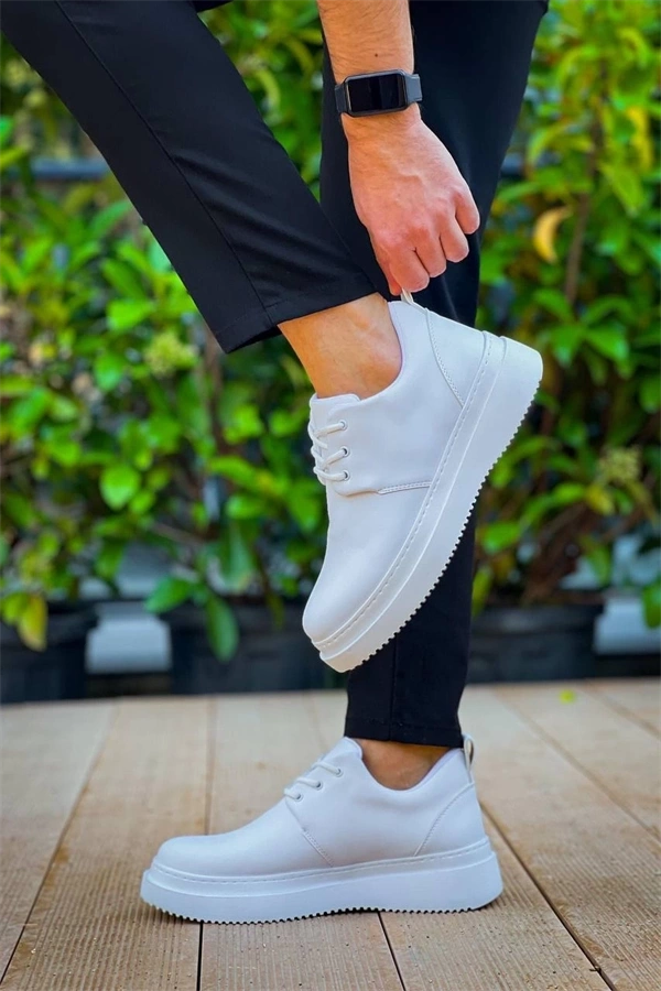 Kb-X3  Kuback Beyaz Cilt Bağcıklı  Günlük Erkek  Ayakkabı