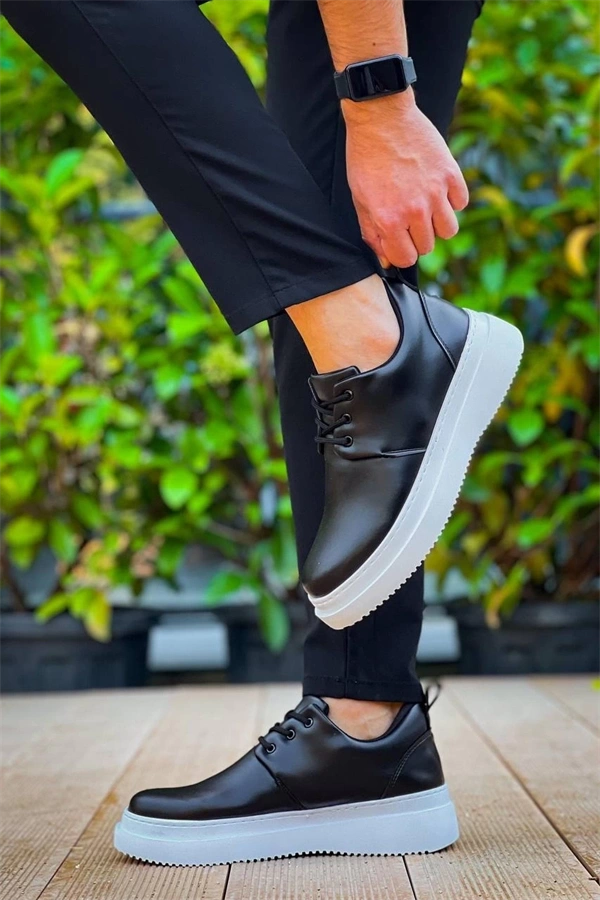 Kb-X3  Kuback Siyah Cilt  Bağcıklı  Günlük Erkek  Ayakkabı