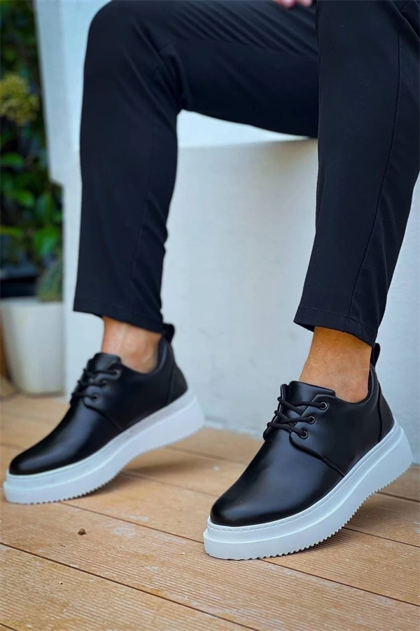 Kb-X3  Kuback Siyah Cilt  Bağcıklı  Günlük Erkek  Ayakkabı