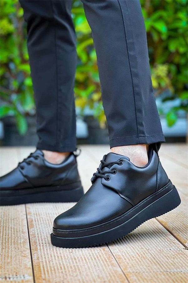 Kb-X3  Kuback Siyah Cilt Siyah Taban Bağcıklı  Günlük Erkek  Ayakkabı