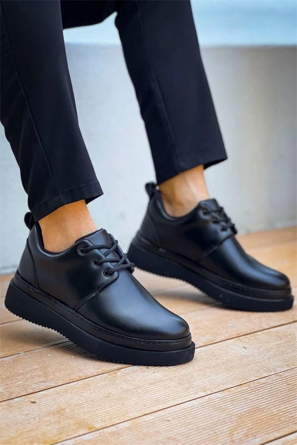 Kb-X3  Kuback Siyah Cilt Siyah Taban Bağcıklı  Günlük Erkek  Ayakkabı