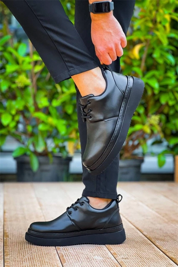 Kb-X3  Kuback Siyah Cilt Siyah Taban Bağcıklı  Günlük Erkek  Ayakkabı