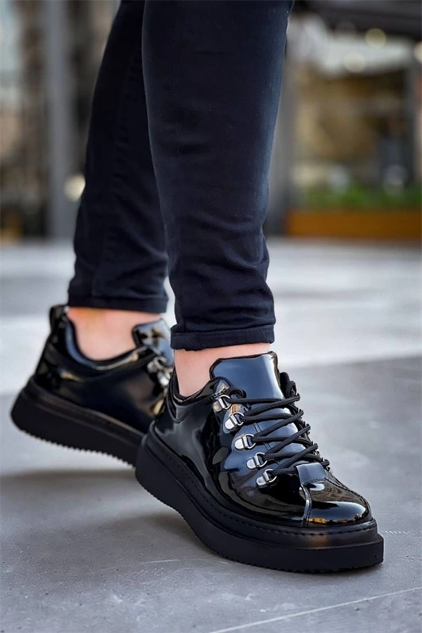 Kb-X4  Kuback Siyah Rugan Siyah Yüksek Taban Bağcıklı Günlük Erkek Ayakkabı