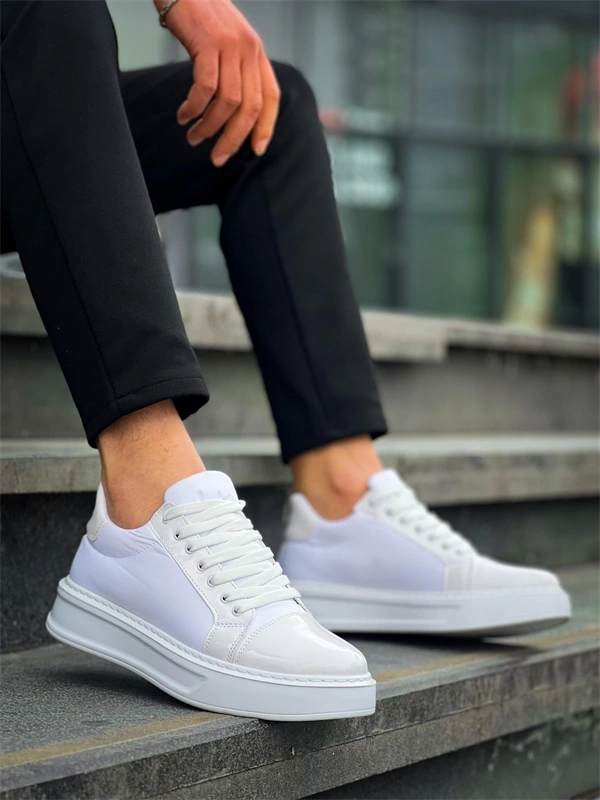 KB-X46 Kuback Beyaz Rugan Yüksek Beyaz Taban Günlük Spor Ayakkabı