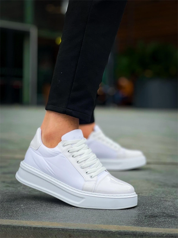 KB-X46 Kuback Beyaz Rugan Yüksek Beyaz Taban Günlük Spor Ayakkabı