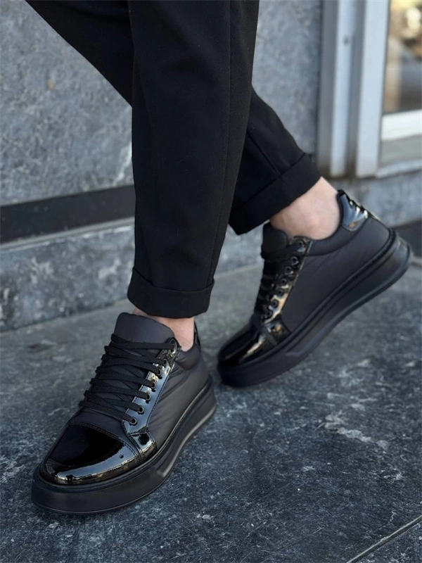 KB-X46 Kuback Siyah Rugan Yüksek Siyah Taban Günlük Spor Ayakkabı