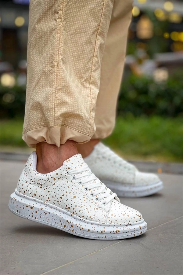 Kb-X500  Kuback Beyaz Gold  Bağcıklı  Günlük Erkek  Ayakkabı