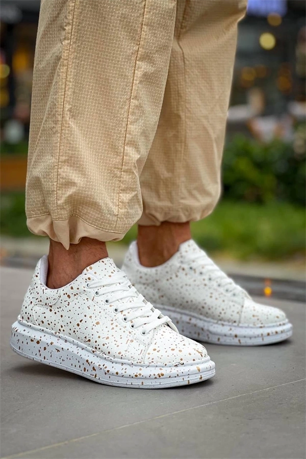 Kb-X500  Kuback Beyaz Gold  Bağcıklı  Günlük Erkek  Ayakkabı