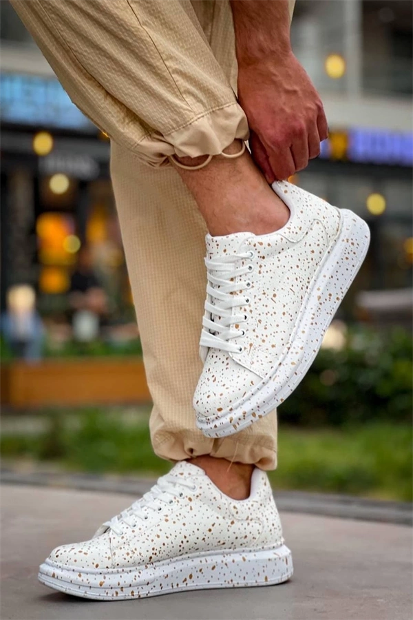 Kb-X500  Kuback Beyaz Gold  Bağcıklı  Günlük Erkek  Ayakkabı