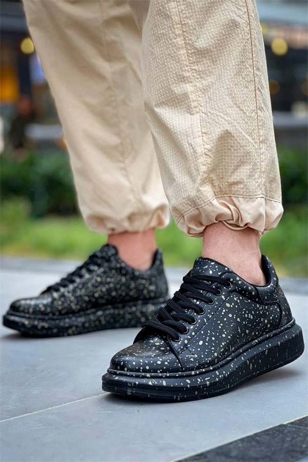 Kb-X500  Kuback Siyah Gold  Bağcıklı  Günlük Erkek  Ayakkabı