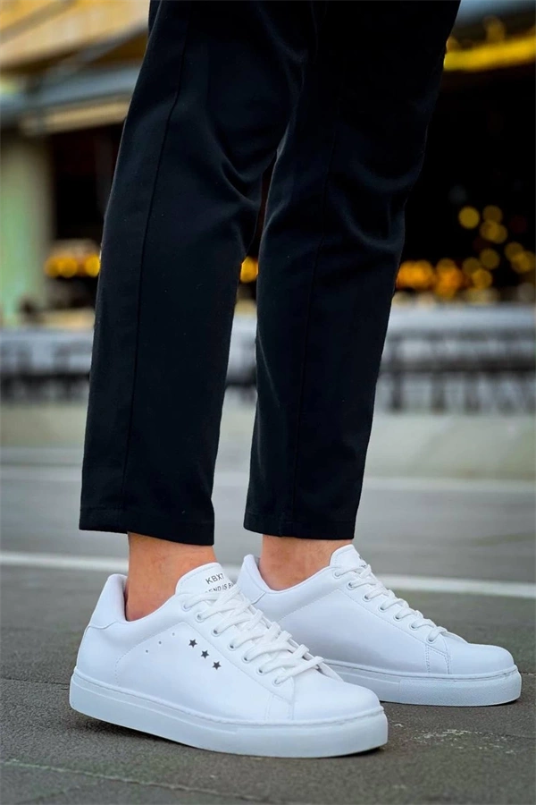 Kb-X7  Kuback Beyaz Yüksek Taban Bağcıklı Günlük Erkek Ayakkabı