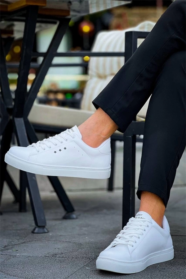 Kb-X7  Kuback Beyaz Yüksek Taban Bağcıklı Günlük Erkek Ayakkabı