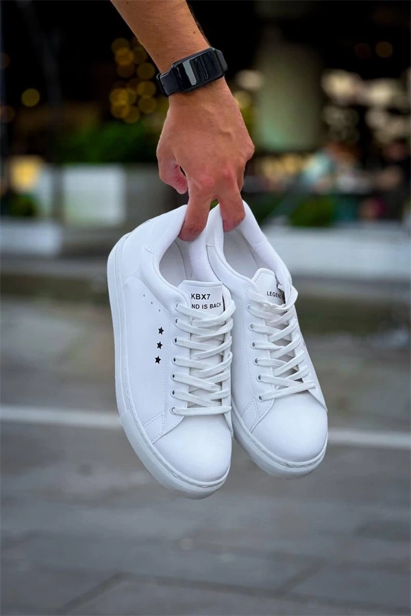 Kb-X7  Kuback Beyaz Yüksek Taban Bağcıklı Günlük Erkek Ayakkabı