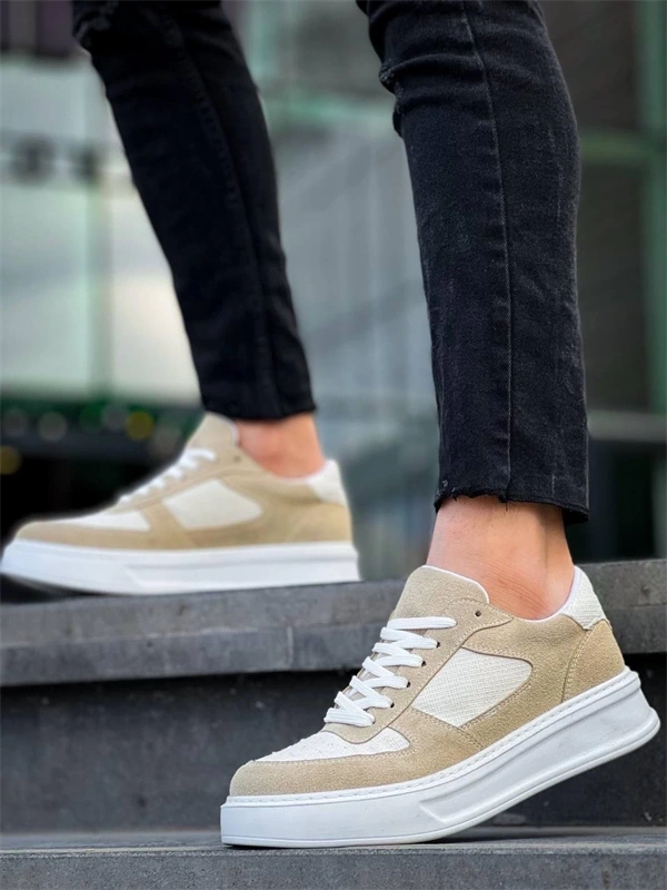 KB-X8 Kuback Bej Keten Süet Yüksek Taban Günlük Spor Ayakkabı