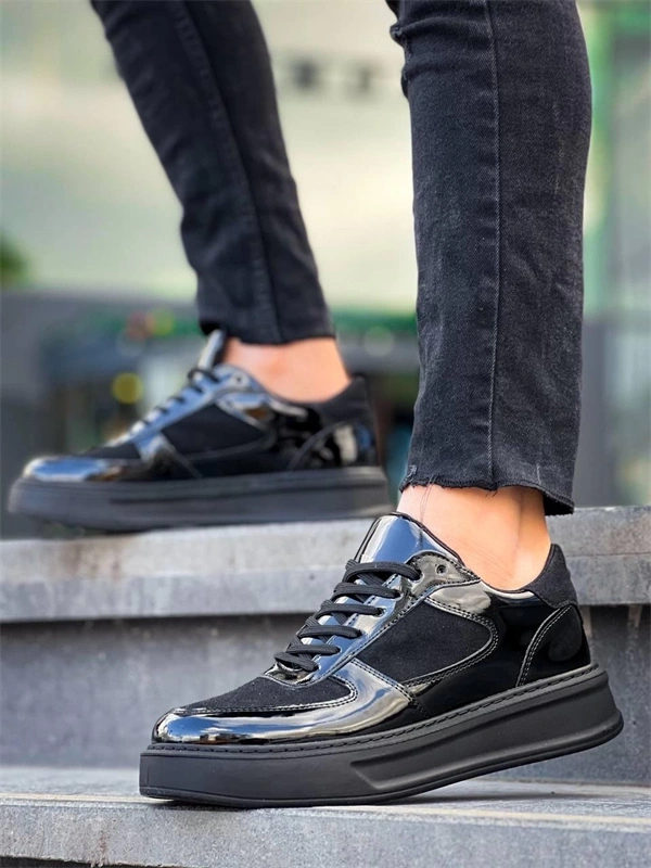 KB-X8 Kuback Siyah Rugan Yüksek Siyah Taban Günlük Spor Ayakkabı